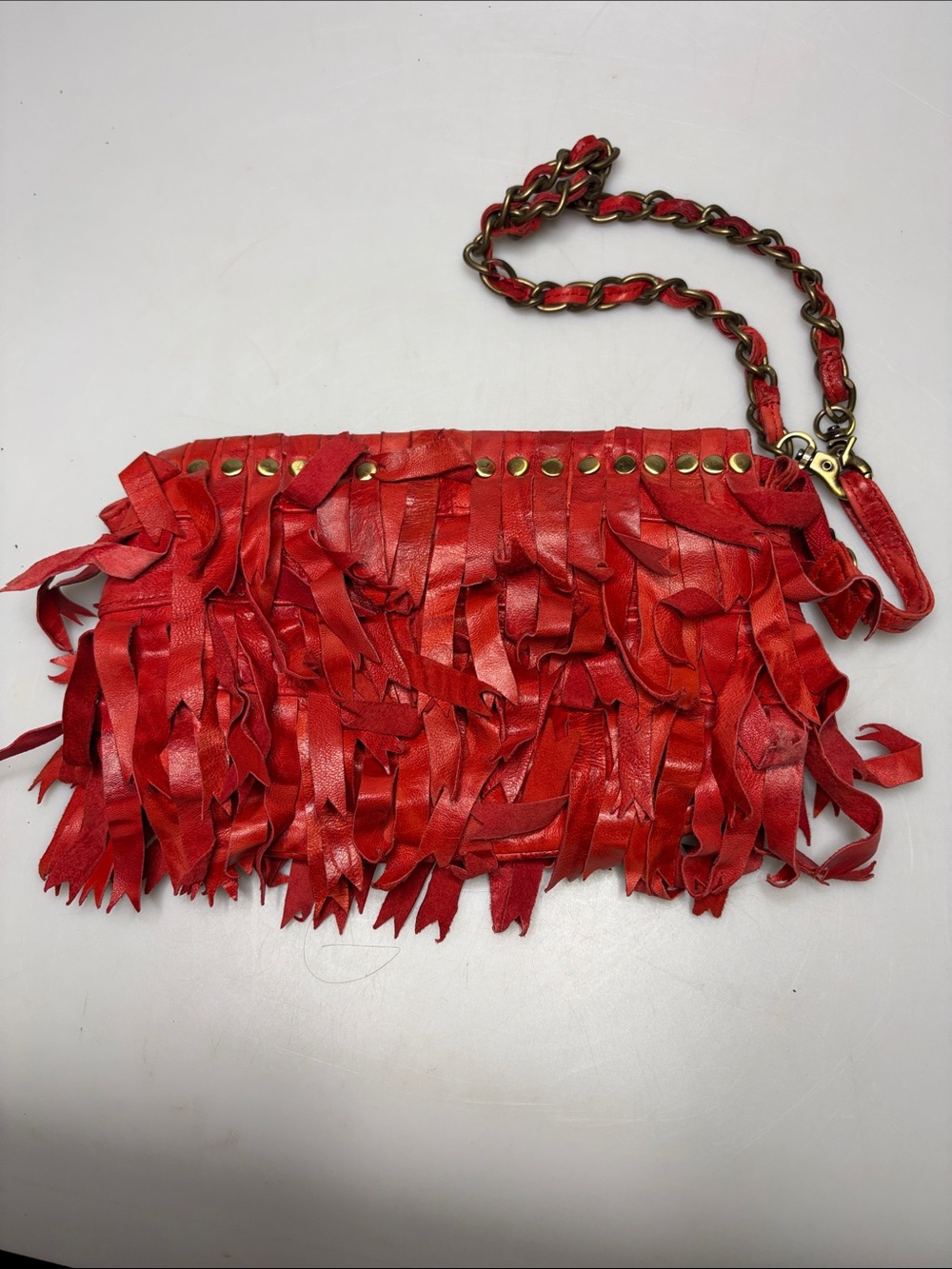 Vintage Monserat De Lucca Red
Fringe Clutch Bag
